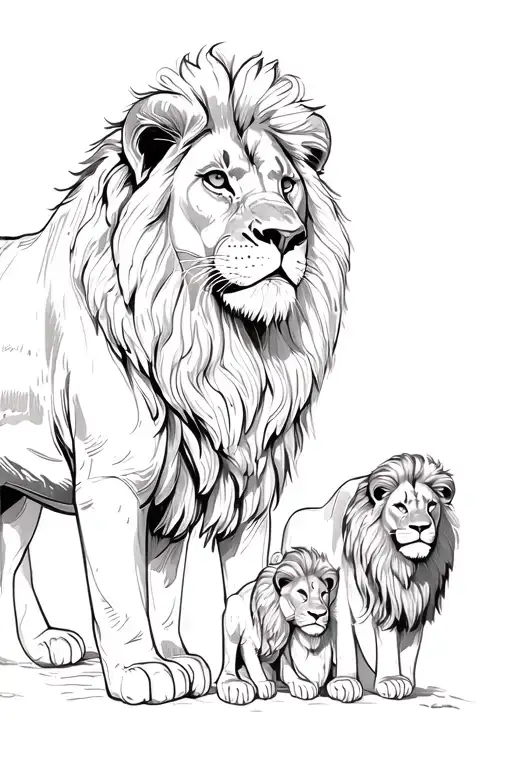 Lion Family Of Three