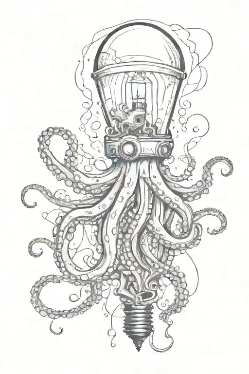 Octopus Emerging From Broken Light Bulb