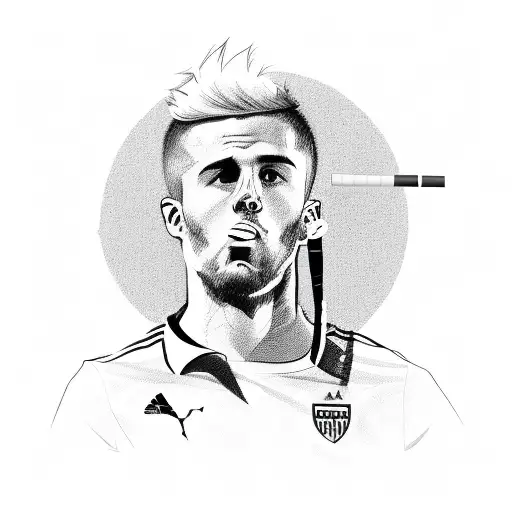 A Sketch-style Design Of A Soccer Player Smoking A Cigarette