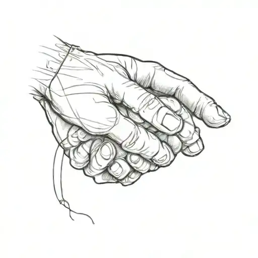 Dad Holding Hands With Small Me Back