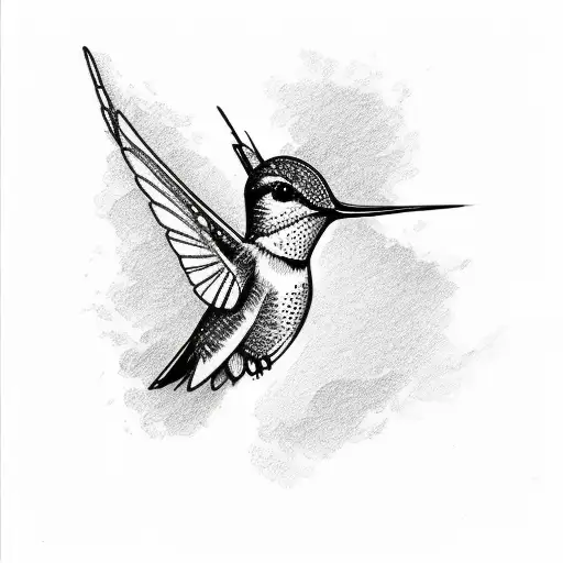 A Sketch-style Tattoo Of A Hummingbird In Mid-flight With Intricate Botanical Details