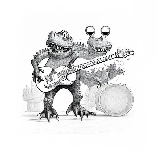 Friendly Aligator Standing Up Playing A Guitar