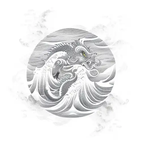 A Chinese Zodiac Symbol Of The Client's Choice Incorporated Into A Traditional Japanese Wave Design