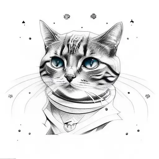 A Sketch-style Tattoo Combining Gaming Elements With The Beauty Of Daydreaming And Cats