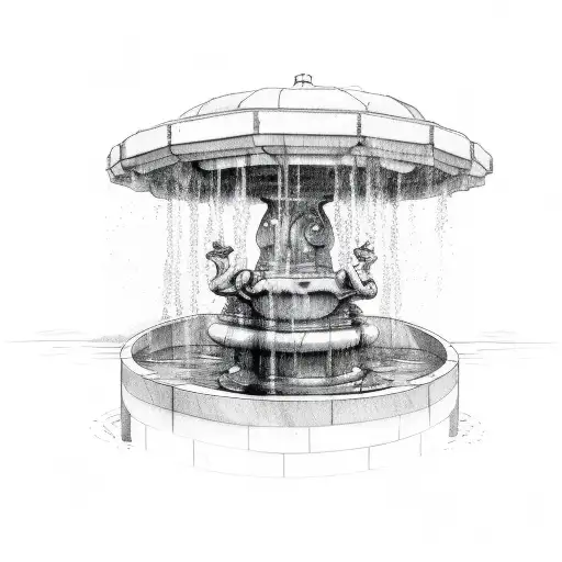 Water Fountain With A Storm Arriving