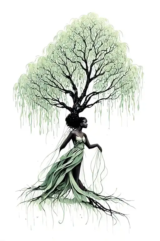 A Black Woman As A Weeping Willow Tree