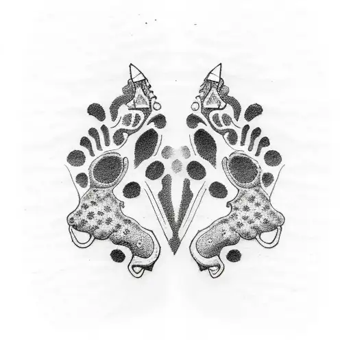 A Dotwork Tattoo Of A Beretta Pistol With A Dog Paw Print Incorporated Into The Design