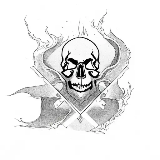 Aestetic Minimalistic And Small Skull In Fire