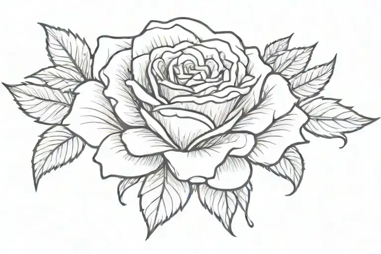 Blue Outlined Rose With The Word Flyguy In Middle Going Across Throat
