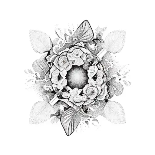 An Artistic Representation Of A Guitar Made Up Of Vibrant Flowers And Leaves