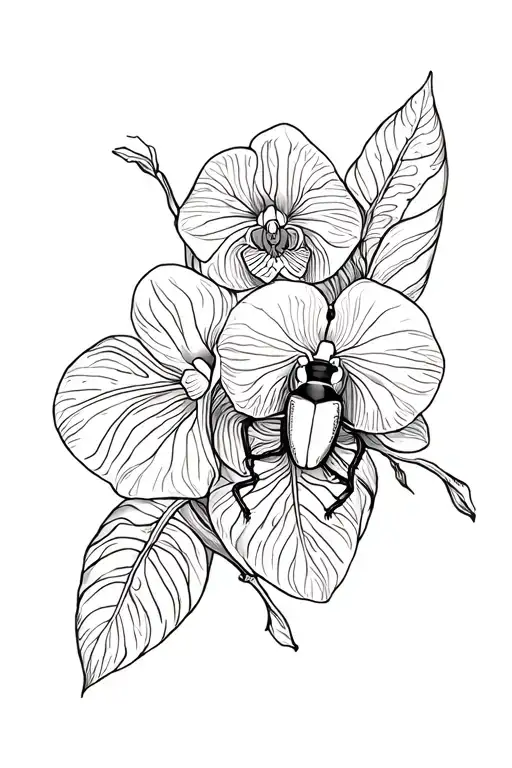 Women's Cuff With Orchid Monstera Beetle Yoga Inka Theme