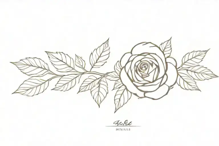 Rose With Leaves Fineline