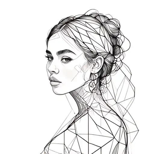 Woman Portrait With Geometric Design Incorporating