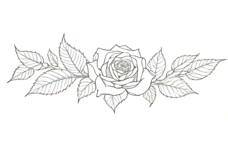 Rose With Leaves Fineline