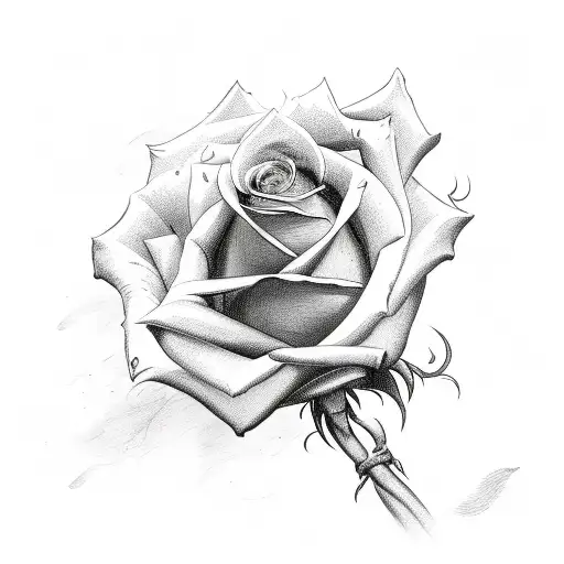 Rose In Flames Wrapped Around A Knife