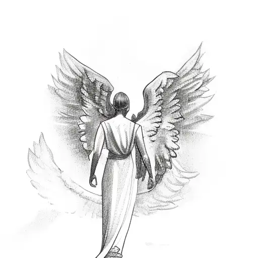 Back Of Angel On His Knees