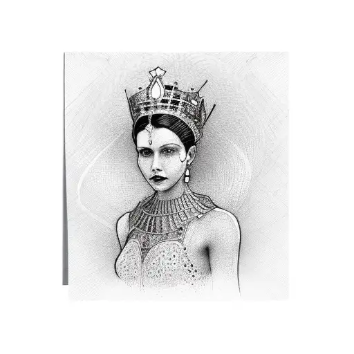 Linear Woman Body Inside Queen Of Heart Card