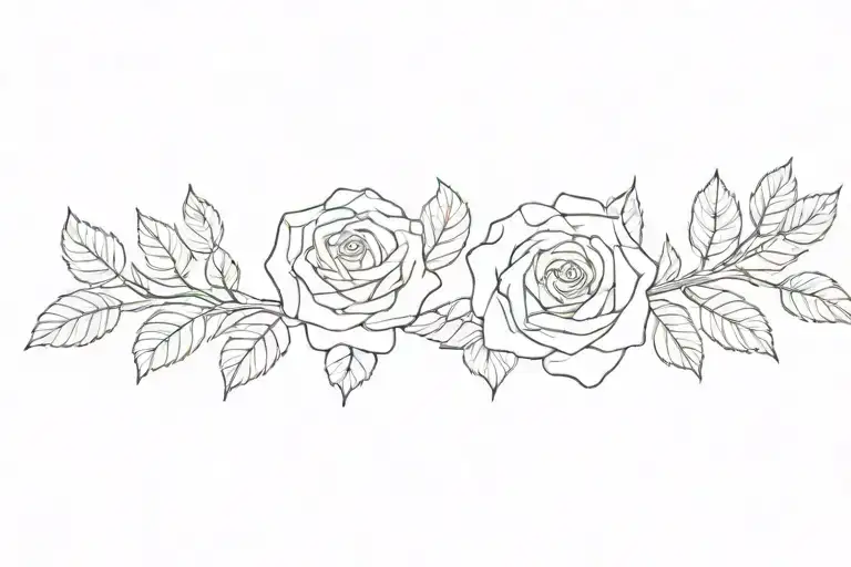 Rose With Leaves Fineline