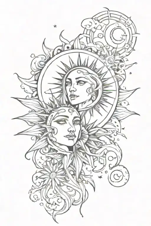 Couple Tattoo Sun And Moon