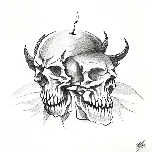 Demon With Candle And Skull