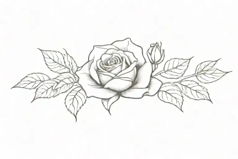 One Rose With Leaves