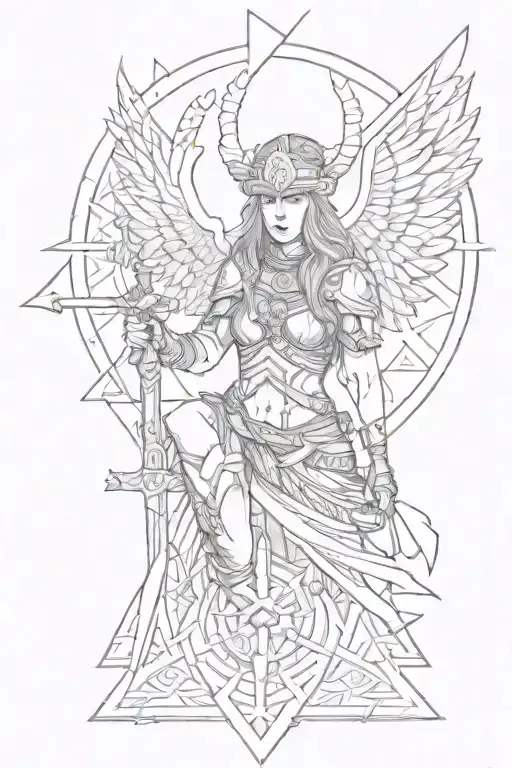 Valkyrie With Valknut Symbol