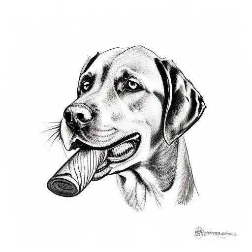 Black Lab Holding Duck In Mouth