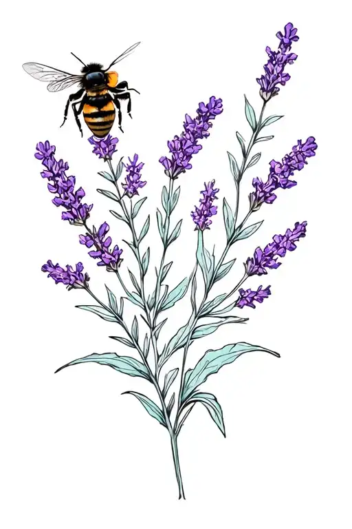Lavender Bush And Bumble Bee