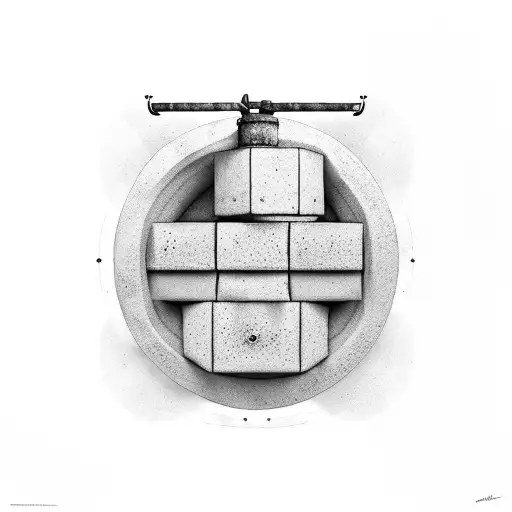 Cinderblock Holding Down A Water Buoy