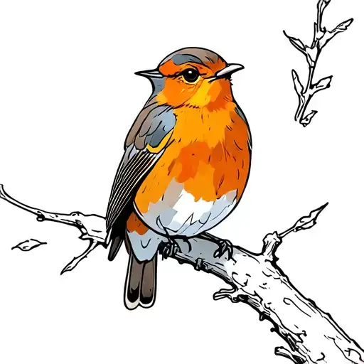 Robin On A Branch Simple Design Colour