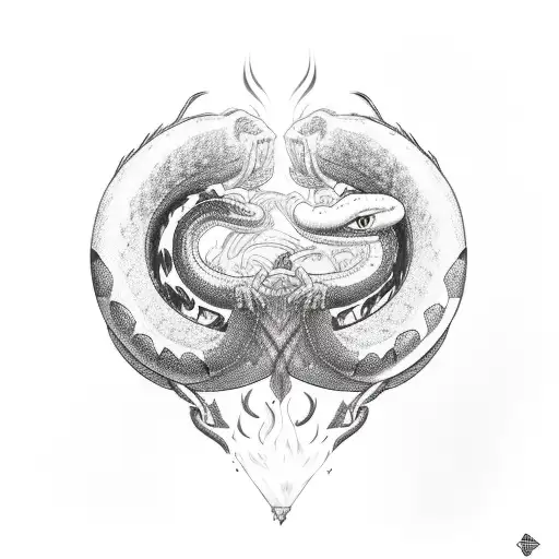 Egyption God Melting In Flames With A Ouroboros Snake