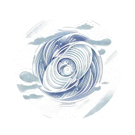 Waves And Sunset In A Circular Shape