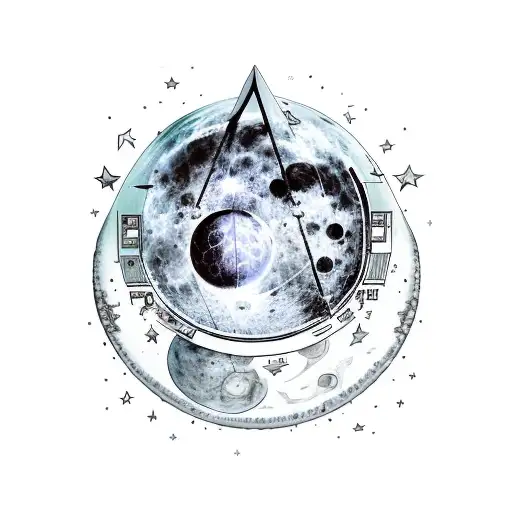 Man On The Moon Kid Cudi Album Cover With A Rocket And Stars Around It