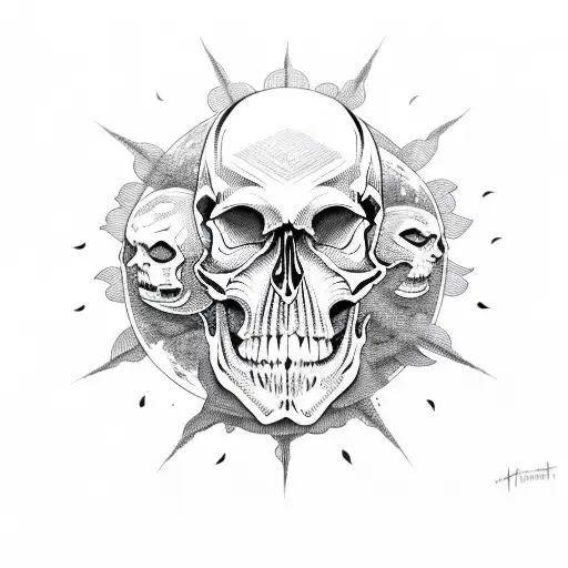 Skull Moon And Sun