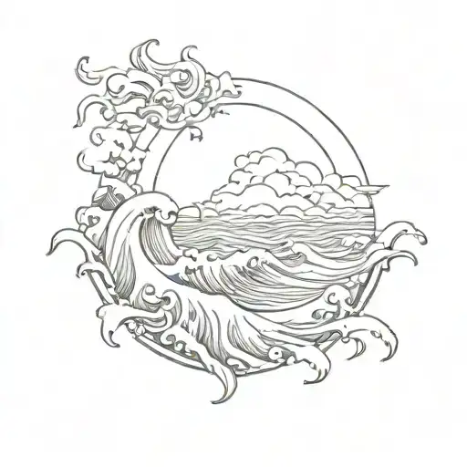 Sun Rise Over Ocean Waves