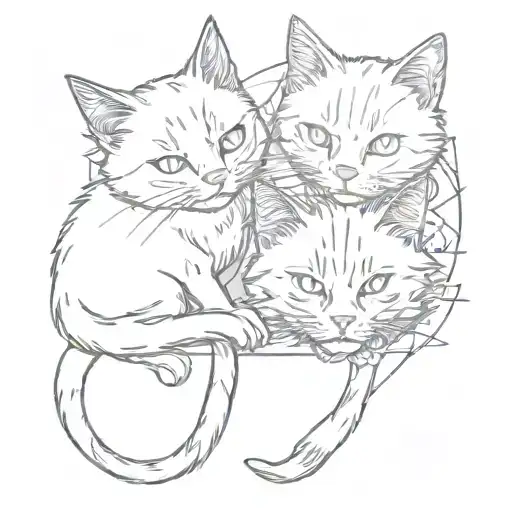 A Black Cat And A Tabby Cat Playing