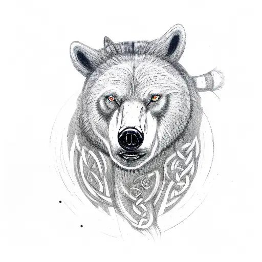 Celtic Bear With Horse And Wolf