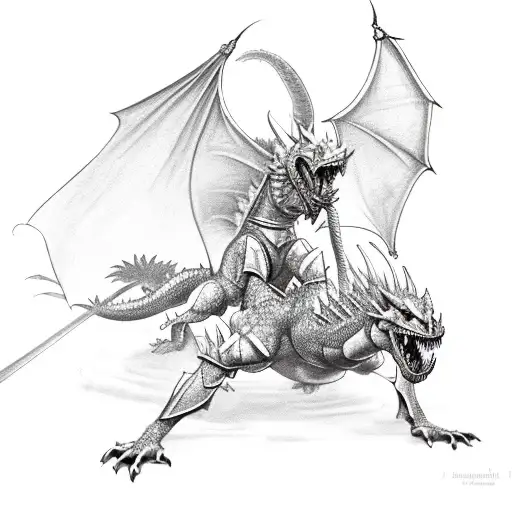Knight Fighting A Fire Breathing Dragon