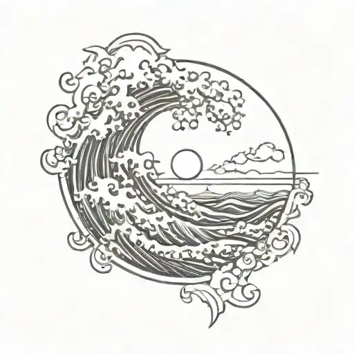 Sun Rise Over Ocean Waves