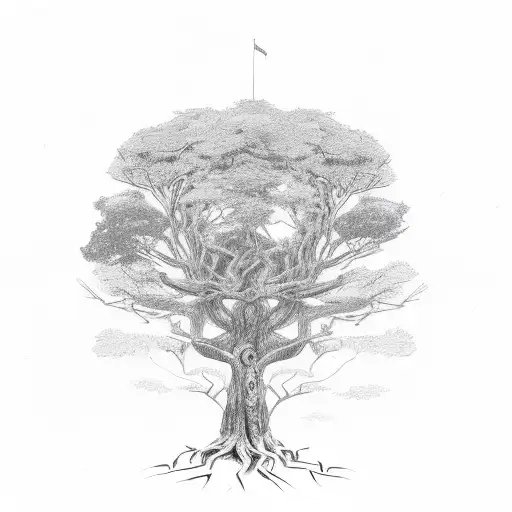 A Sketch-style Tree With Roots Representing Our Strong Family Foundation