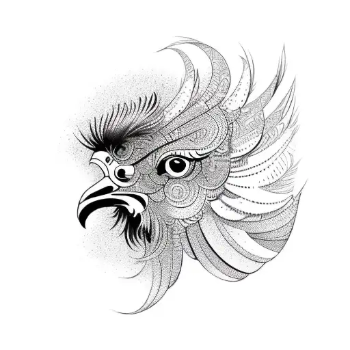 A Regal Rooster With Intricate Geometric Patterns On Its Feathers