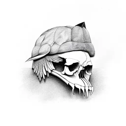 Crow With A Animal Skull As A Hat