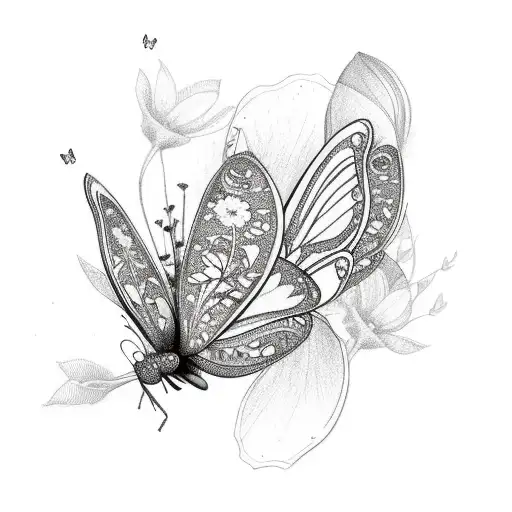 Leg Vine With Flowers And Butterflies