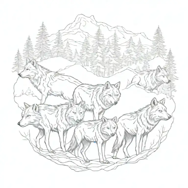 Pack Of Wolves In Smokey Mountains