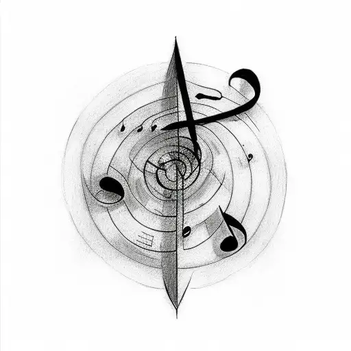 A Sketch-style Tattoo Of A Music Note Transforming Into A Paper Airplane