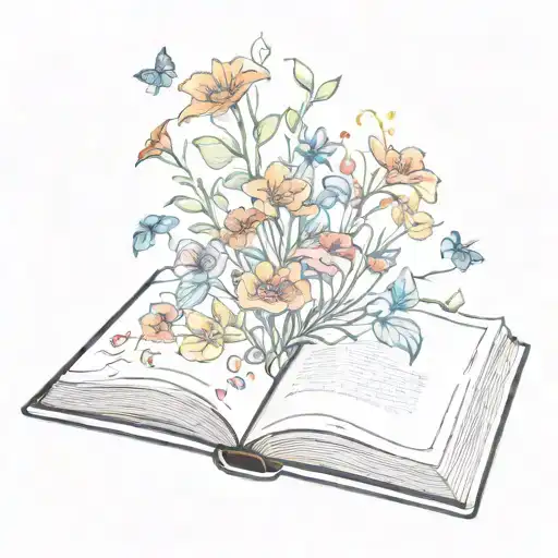 A Minimalist Design Of An Open Book With Colorful Flowers Growing Out Of It