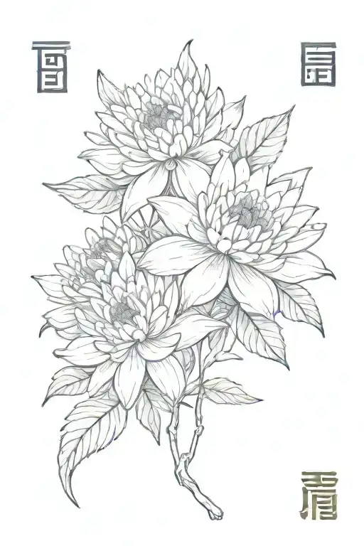 Aster Flower With The Chinese Libra Sign And The Word Strong