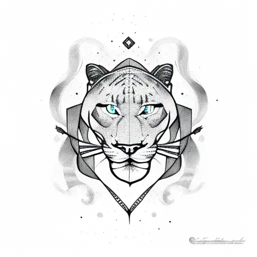 Panther With Cancer Ribbon Around Its Neck