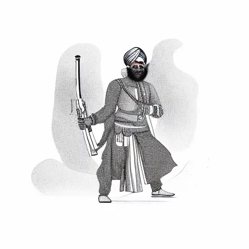 Sardar Person With Holding Gun And Mask On