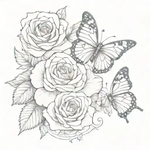 Semicolon And Butterfly And Rose